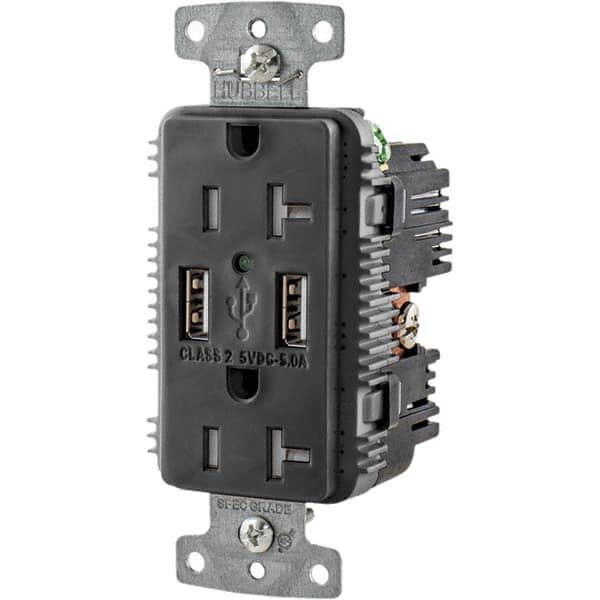 Hubbell Wiring Device-Kellems - USB Receptacles Number of USB Ports: 2 Number of Receptacles: 2 - Apex Tool & Supply