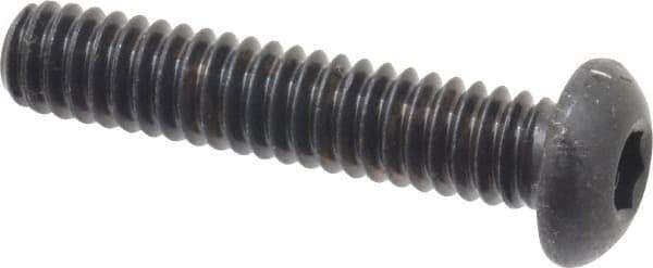 Made in USA - 1/4-20 UNC Hex Socket Drive, Button Screw - Alloy Steel, Black Oxide Finish, Fully Threaded, 1-1/4" Length Under Head - Apex Tool & Supply