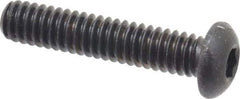 Made in USA - 1/4-20 UNC Hex Socket Drive, Button Screw - Alloy Steel, Black Oxide Finish, Fully Threaded, 1-1/4" Length Under Head - Apex Tool & Supply