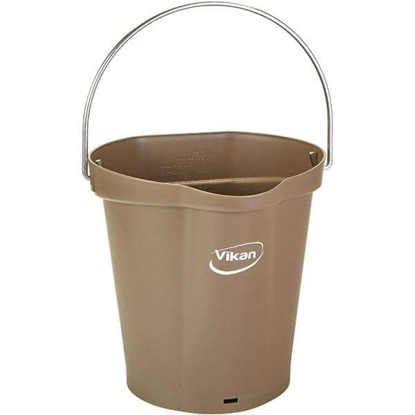 Vikan - 1-1/2 Gal, 7.1" High, Polypropylene Round Brown Single Pail with Pour Spout - Handle Included, 10" Top Diam - Apex Tool & Supply