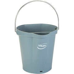 Vikan - 1-1/2 Gal, 7.1" High, Polypropylene Round Gray Single Pail with Pour Spout - Handle Included, 10" Top Diam - Apex Tool & Supply
