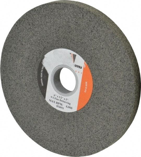 Standard Abrasives - 6" Diam, 1/2" Face Width, 1" Center Hole, Fine Grade, Silicon Carbide Deburring Wheel - Convolute, Hard Density 9 Grade, 6,000 RPM - Apex Tool & Supply