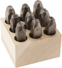 C.H. Hanson - 9 Piece, 3/8" Character Steel Stamp Set - Figures, Reverse - Apex Tool & Supply
