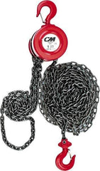 CM - 2,000 Lb Lifting Capacity, 15' Lift Height, Hand Hoist - Made from Chain, 37' Overhaul to Lift 1', 77 Lb Avg Pull to Lift Rated Load, 1 Chain - Apex Tool & Supply