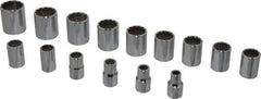 Proto - 15 Piece 1/2" Drive Socket Set - 12 Points, 3/8" to 1-1/4" Range, Inch Measurement Standard - Apex Tool & Supply