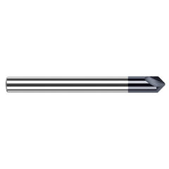 Engraving Cutters - 0.1875″ (3/16″) Shank Diameter × 0.0100″ Radius × 90° included Carbide Marking Cutter, 2 Flutes, AlTiN Coated - Exact Industrial Supply