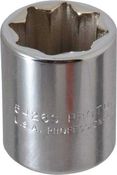 Proto - 13/16", 1/2" Drive, Standard Hand Socket - 8 Points, 1-5/8" OAL, Alloy Steel, Chrome Finish - Apex Tool & Supply