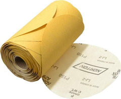 Norton - 6" Diam, 150 Grit Aluminum Oxide Adhesive PSA Disc - Medium Grade, Gold, C Weighted Backing, Flexible - Apex Tool & Supply