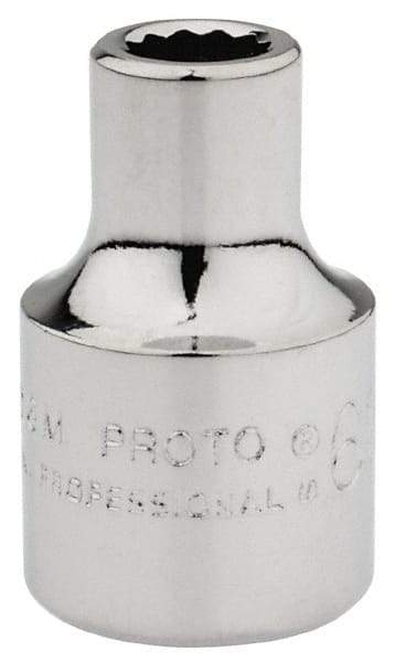 Proto - 3/8" Drive, Standard Hand Socket - 12 Points, 1-3/32" OAL, Chrome Finish - Apex Tool & Supply