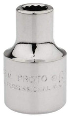 Proto - 3/8" Drive, Standard Hand Socket - 12 Points, 1-3/32" OAL, Chrome Finish - Apex Tool & Supply