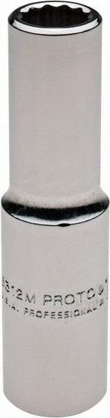 Proto - 1/2" Drive, Deep Hand Socket - 12 Points, 3-1/4" OAL, Chrome Finish - Apex Tool & Supply
