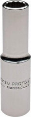 Proto - 1/2" Drive, Deep Hand Socket - 12 Points, 3-1/4" OAL, Chrome Finish - Apex Tool & Supply