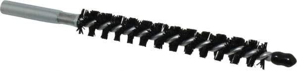 Schaefer Brush - 4" Brush Length, 1/2" Diam, Nylon Single Stem, Single Spiral Condenser Tube Brush - 6-1/4" Long, Nylon, 12-24 Female Connection - Apex Tool & Supply