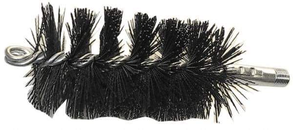 Schaefer Brush - 5" Brush Length, 3-1/4" Diam, Nylon Single Stem, Single Spiral Tube Brush - 7-1/4" Long, Nylon, 1/4" NPSM Male Connection - Apex Tool & Supply