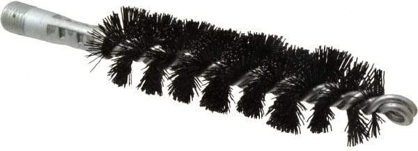 Schaefer Brush - 5" Brush Length, 1-1/4" Diam, Nylon Single Stem, Single Spiral Tube Brush - 7-1/4" Long, Nylon, 1/4" NPSM Male Connection - Apex Tool & Supply