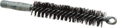 Schaefer Brush - 4-1/2" Brush Length, 1" Diam, Double Stem, Double Spiral Tube Brush - 7-1/2" Long, Tempered Steel Wire, 1/4" NPT Male Connection - Apex Tool & Supply
