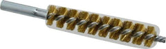 Schaefer Brush - 4" Brush Length, 3/4" Diam, Double Stem, Single Spiral Tube Brush - 6-1/4" Long, Brass, 12-24 Female Connection - Apex Tool & Supply