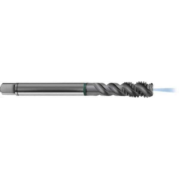 Guhring - M12x1.00 Metric 3 Flute 6H Modified Bottoming Spiral Flute Tap - High Speed Steel, TiCN Finish, 100mm OAL, Right Hand Flute, Right Hand Thread, D4/D5, Series 1294 - Apex Tool & Supply