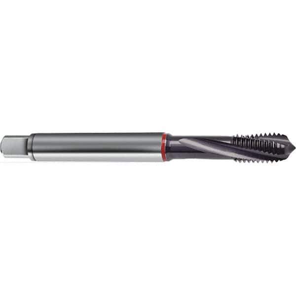 Guhring - M6x1.00 Metric 3 Flute 6H Modified Bottoming Spiral Flute Tap - High Speed Steel, TiAlN Finish, 80mm OAL, Right Hand Flute, Right Hand Thread, D4/D5, Series 1577 - Exact Industrial Supply