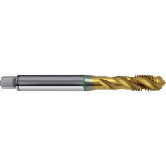 Guhring - M16x2.00 Metric 4 Flute 6H Modified Bottoming Spiral Flute Tap - High Speed Steel, TiN Finish, 110mm OAL, Right Hand Flute, Right Hand Thread, D13, Series 4311 - Apex Tool & Supply