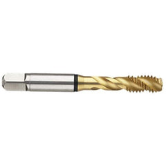 Guhring - 5-44 UNF 2 Flute 2B Modified Bottoming Spiral Flute Tap - High Speed Steel, TiN Finish, 2.205" OAL, Right Hand Flute, Right Hand Thread, H2/H3, Series 3935 - Exact Industrial Supply