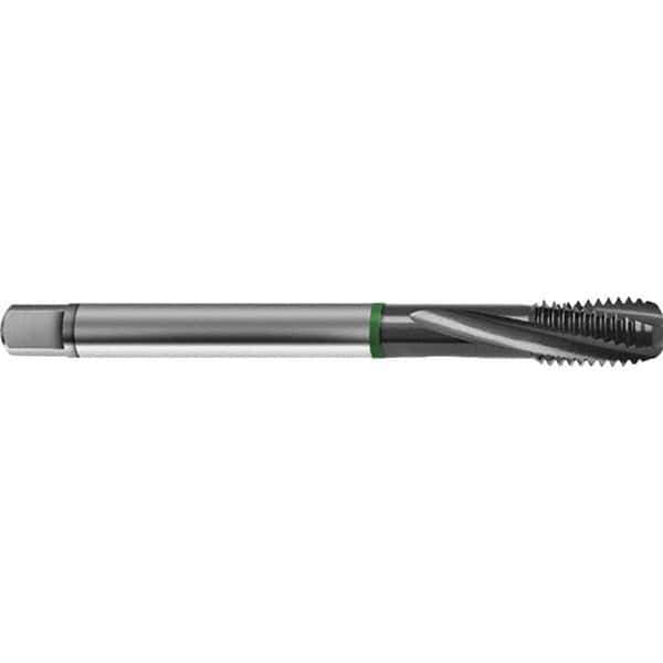 Guhring - M14x1.50 Metric 3 Flute 6H Bottoming Spiral Flute Tap - High Speed Steel, TiCN Finish, 100mm OAL, Right Hand Flute, Right Hand Thread, D4/D5, Series 4156 - Apex Tool & Supply