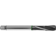 Guhring - M16x1.50 Metric 4 Flute 6H Bottoming Spiral Flute Tap - High Speed Steel, TiCN Finish, 100mm OAL, Right Hand Flute, Right Hand Thread, D4/D5, Series 4156 - Apex Tool & Supply