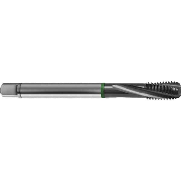 Guhring - M14x1.50 Metric 3 Flute 6H Bottoming Spiral Flute Tap - High Speed Steel, TiCN Finish, 100mm OAL, Right Hand Flute, Right Hand Thread, D4/D5, Series 4157 - Apex Tool & Supply
