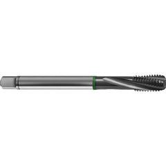 Guhring - M14x1.50 Metric 3 Flute 6H Bottoming Spiral Flute Tap - High Speed Steel, TiCN Finish, 100mm OAL, Right Hand Flute, Right Hand Thread, D4/D5, Series 4157 - Apex Tool & Supply