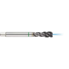 Guhring - M16x2.00 Metric 4 Flute 6H Modified Bottoming Spiral Flute Tap - High Speed Steel, TiCN Finish, 110mm OAL, Right Hand Flute, Right Hand Thread, D6/D7, Series 1293 - Apex Tool & Supply