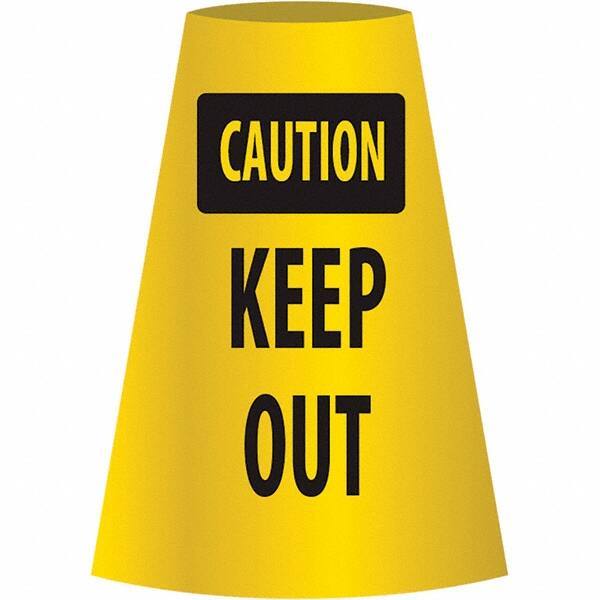 NMC - Caution - Keep Out, 21-3/4" Wide x 11" High, Polyethylene Floor Sign - Cone, Black on Yellow, For Restroom, Janitorial & Housekeeping - Apex Tool & Supply