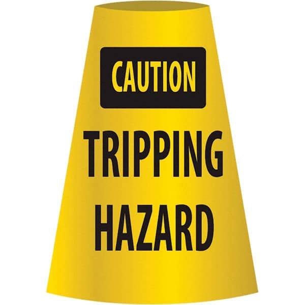 NMC - Caution - Tripping Hazard, 21-3/4" Wide x 11" High, Polyethylene Floor Sign - Cone, Black on Yellow, For Restroom, Janitorial & Housekeeping - Apex Tool & Supply