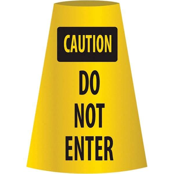 NMC - Caution - Do Not Enter, 21-3/4" Wide x 11" High, Polyethylene Floor Sign - Cone, Black on Yellow, For Restroom, Janitorial & Housekeeping - Apex Tool & Supply