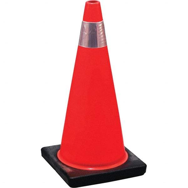 NMC - 28" High, Orange Traffic Cone - 14-1/8" Base Width, Rubber - Apex Tool & Supply