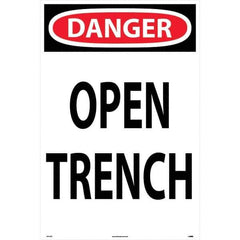 NMC - "Open Trench", 36" Long x 24" Wide, Rigid Plastic Safety Sign - Rectangular, Use for Workplace/Safety - Apex Tool & Supply