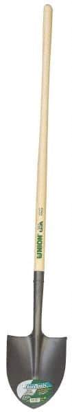 UnionTools - 11-1/2" High x 7-3/8" Wide Round Steel Shovel - 48" Long Wood Straight Handle, Front Turned - Apex Tool & Supply
