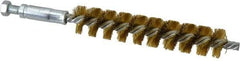 Schaefer Brush - 4" Brush Length, 3/4" Diam, Double Stem, Single Spiral Tube Brush - 6-1/4" Long, Brass, 1/4-28 Male Connection - Apex Tool & Supply
