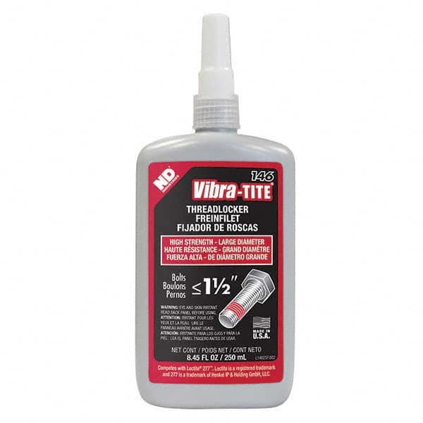 Vibra-Tite - 250 mL Bottle, Red, Large Diameter/High Strength Threadlocker - Apex Tool & Supply