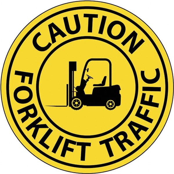 NMC - "Caution Forklift Traffic", 2-1/2" Wide x 2-1/2" High, Aluminum Safety Sign - Apex Tool & Supply