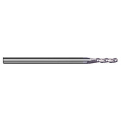 2 mm Dia. × 4 mm Shank × 6 mm DOC × 50 mm OAL, Carbide TiB2, 3 Flute, Ballnose End Mill - Exact Industrial Supply