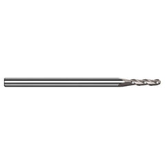 ‎0.025″ Dia. × 1/8″ Shank × 0.075″ DOC × 1-1/2″ OAL, Carbide Uncoated, 3 Flute, Ballnose End Mill