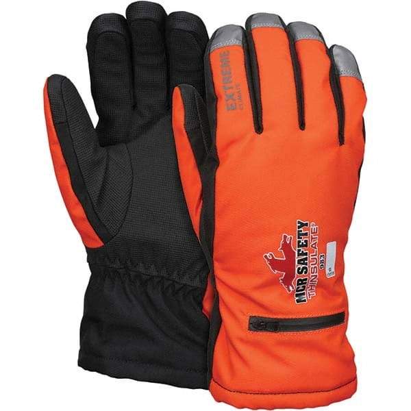 MCR Safety - Size 2XL Synthetic Blend Work Gloves - For Cold Weather, Uncoated, Slip-On Cuff, Full Fingered, Orange, Paired - Apex Tool & Supply