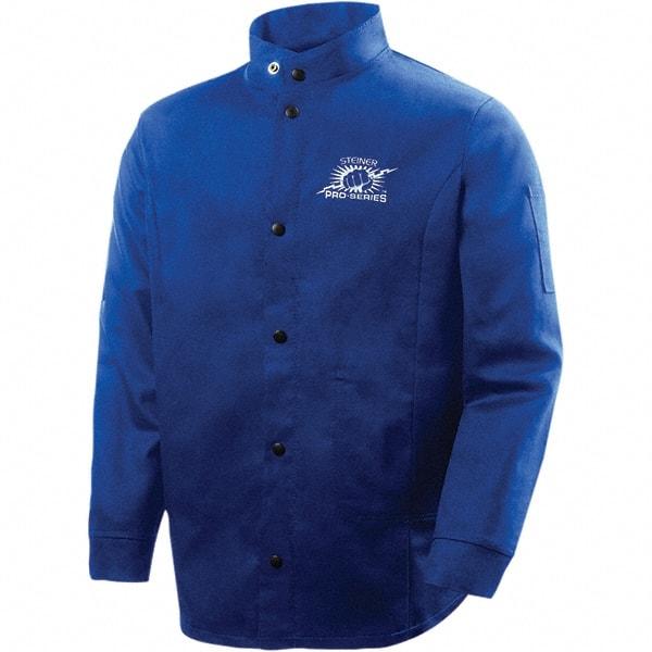 Steiner - Size 4XL Welding, Flame Resistant/Retardant Jacket - Blue, Cotton, Snaps Closure - Apex Tool & Supply