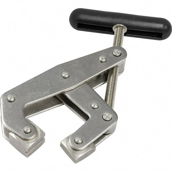 Kant Twist - 1,500 Lb, 3" Max Opening, 1-1/4" Open Throat Depth, 1-1/2" Closed Throat Depth, Cantilever Clamp - Stainless Steel Jaw, T-Handle, 1-1/8" Max Width - Apex Tool & Supply