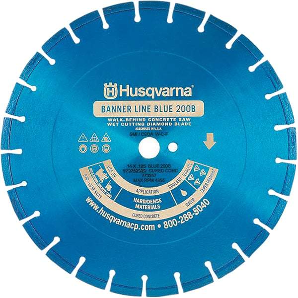 Husqvarna - 24" Diam, 1" Arbor Hole Diam, Continuous Edge Tooth Wet & Dry Cut Saw Blade - Diamond-Tipped, General Purpose Action, Standard Round Arbor - Apex Tool & Supply