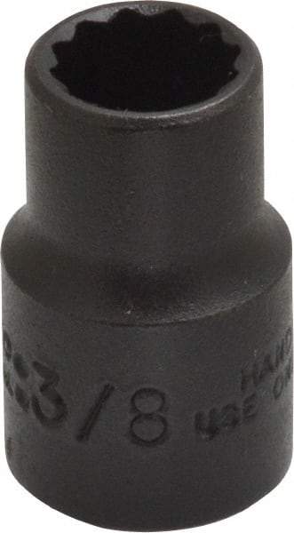 Proto - 3/8", 3/8" Drive, Standard Hand Socket - 12 Points, 1-3/32" OAL, Alloy Steel, Black Finish - Apex Tool & Supply