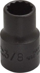 Proto - 3/8", 3/8" Drive, Standard Hand Socket - 12 Points, 1-3/32" OAL, Alloy Steel, Black Finish - Apex Tool & Supply