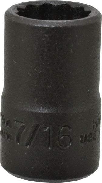 Proto - 7/16", 3/8" Drive, Standard Hand Socket - 12 Points, 1-3/32" OAL, Alloy Steel, Black Finish - Apex Tool & Supply