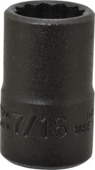 Proto - 7/16", 3/8" Drive, Standard Hand Socket - 12 Points, 1-3/32" OAL, Alloy Steel, Black Finish - Apex Tool & Supply