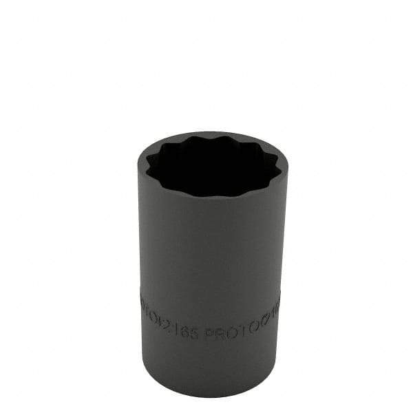 Proto - 1/2", 3/8" Drive, Standard Hand Socket - 12 Points, 1-1/8" OAL, Alloy Steel, Black Finish - Apex Tool & Supply